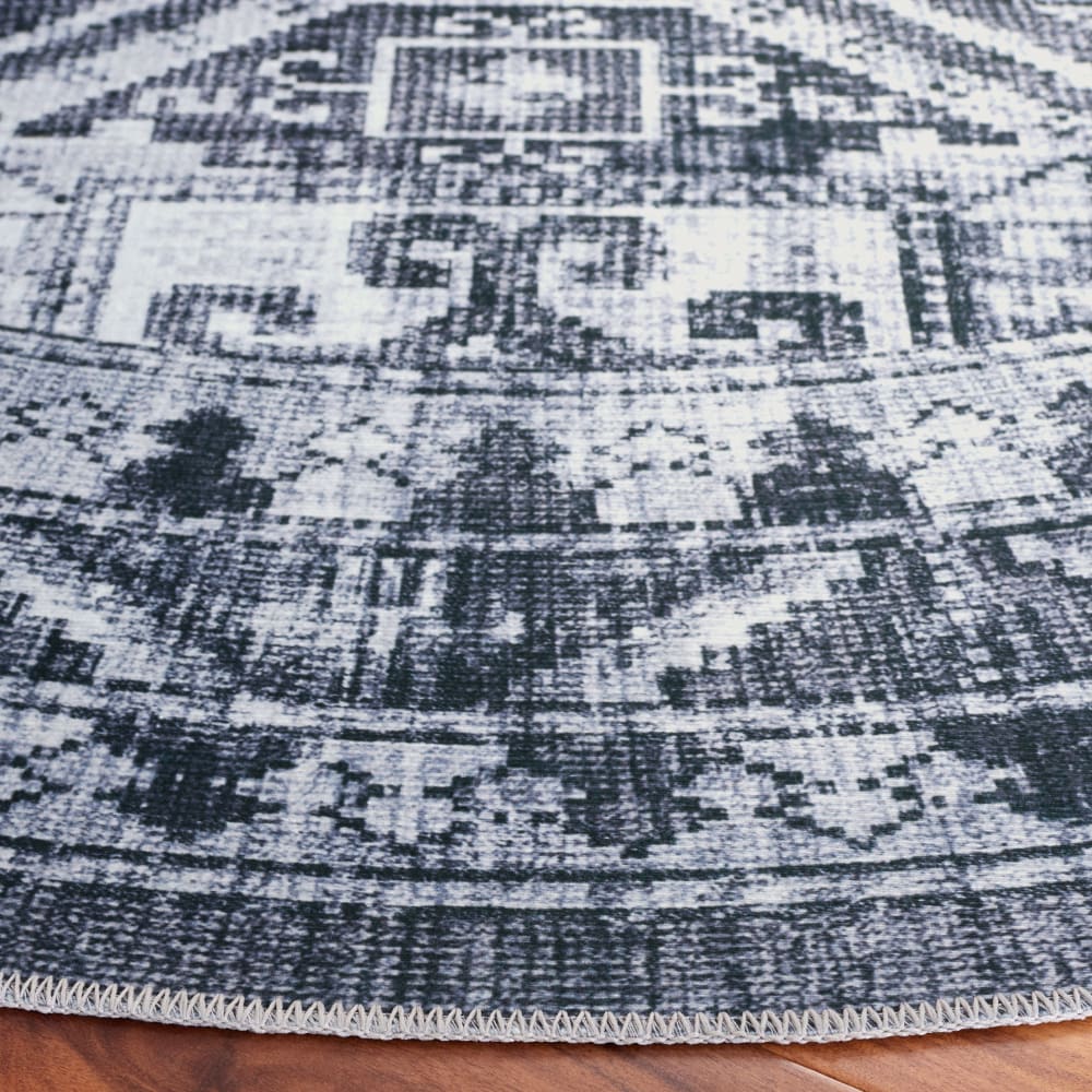 Tapis traditionnel en polyester gris/vert, 183 x 183 cm — vue 3