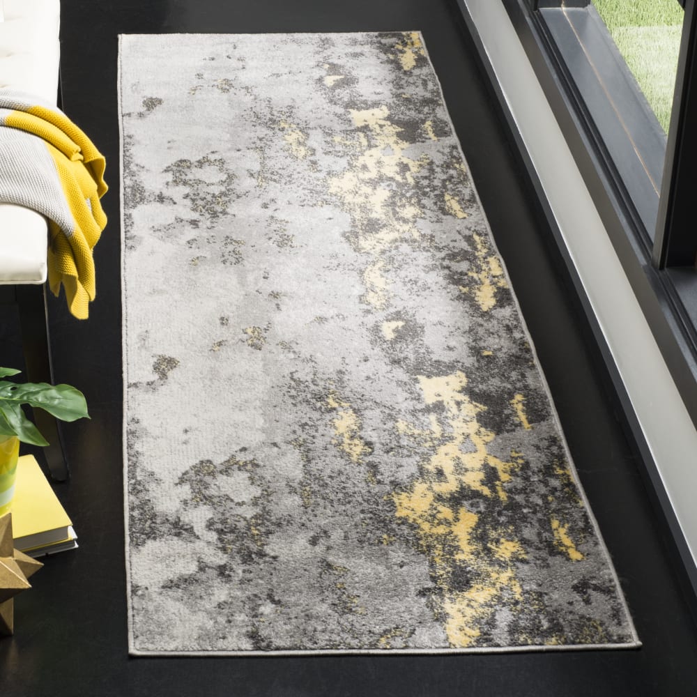 Tapis en polypropylène gris/jaune, 76 x 183 cm — vue 3