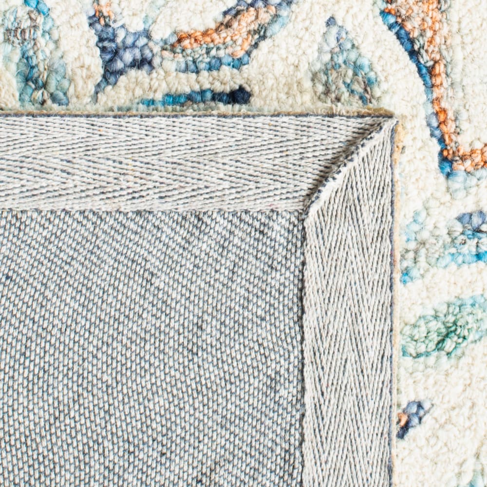 Tapis floral en laine blanc/bleu, 152 x 244 cm — vue 4