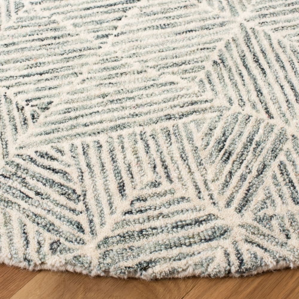 Tapis moderne en laine vert/blanc, 122 cm — vue 4