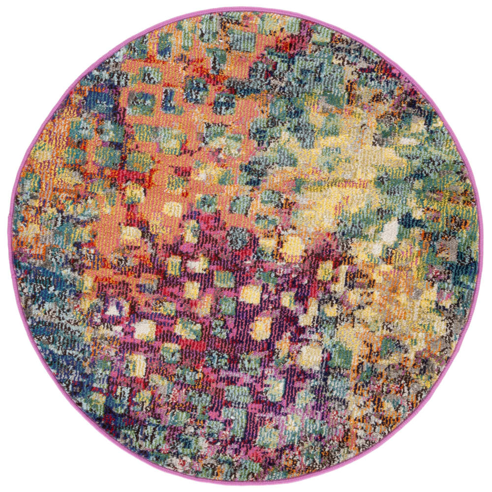 Tapis contemporain en polypropylène rose/or, 122 cm