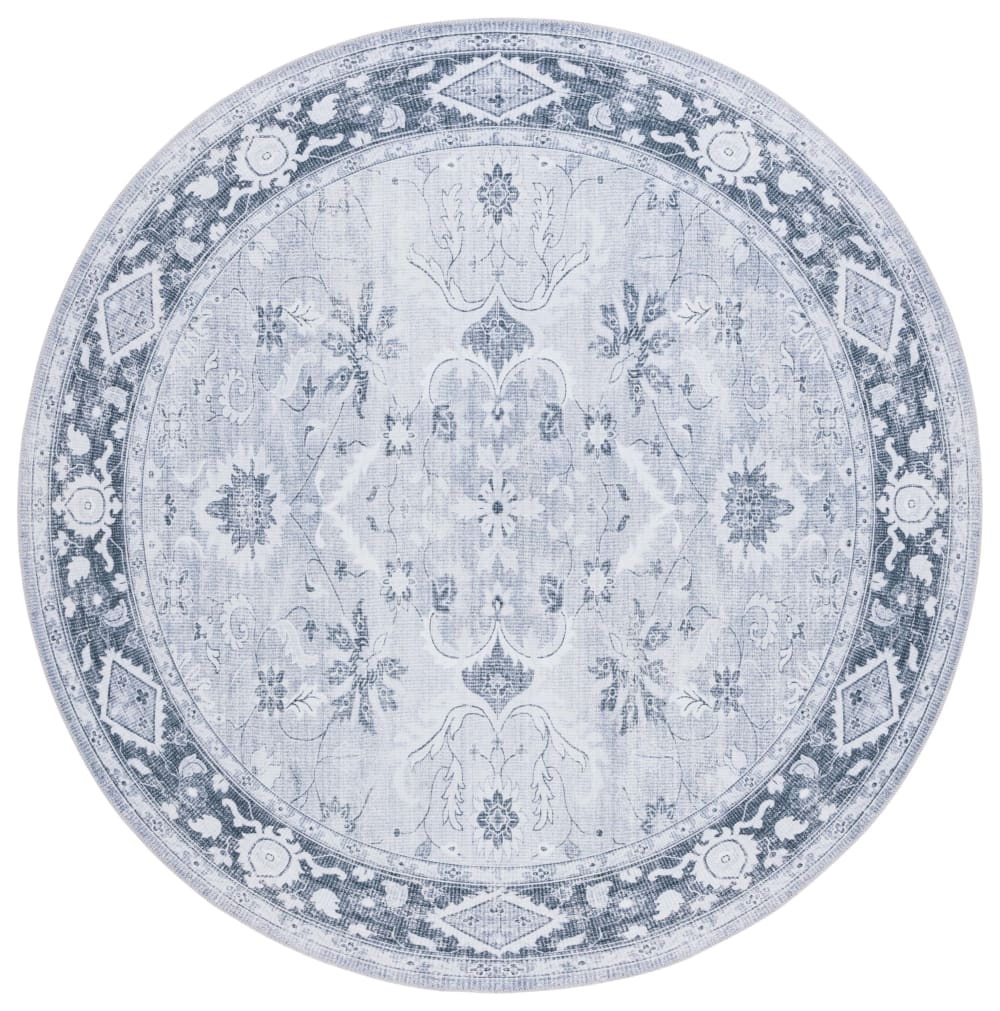 Tapis traditionnel en polyester gris/vert, 183 cm