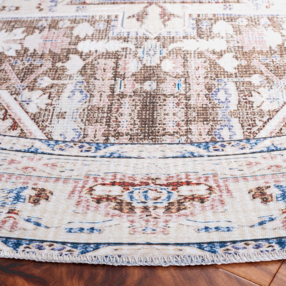 Tapis traditionnel en polyester taupe/beige, 183 x 183 cm — vue 4