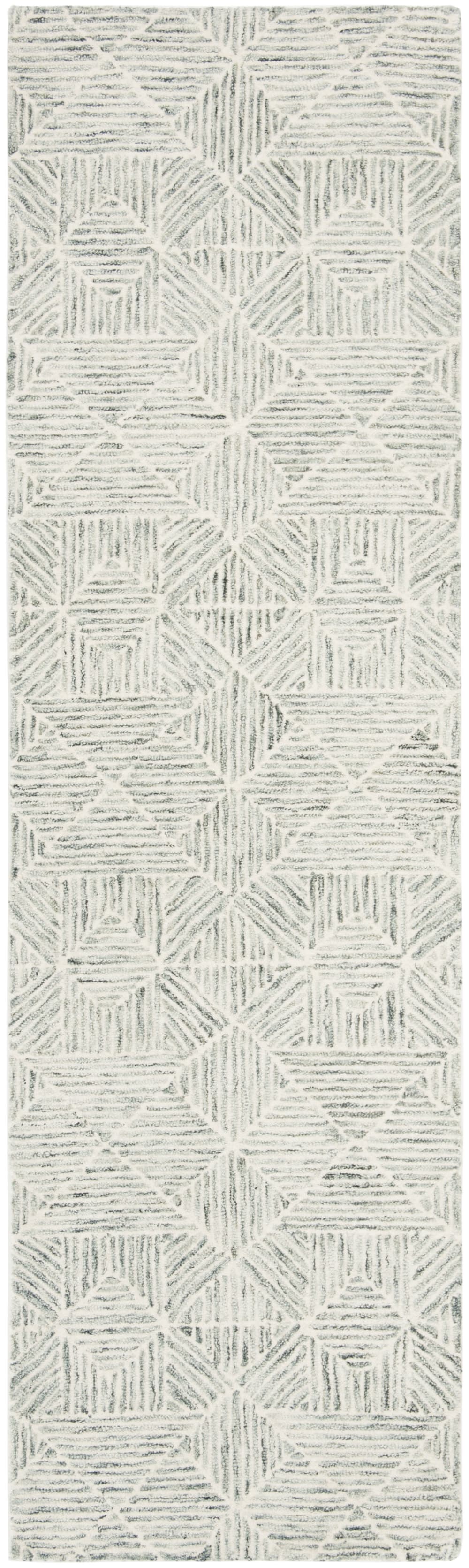 Tapis moderne en laine vert/blanc, 69 x 122 cm