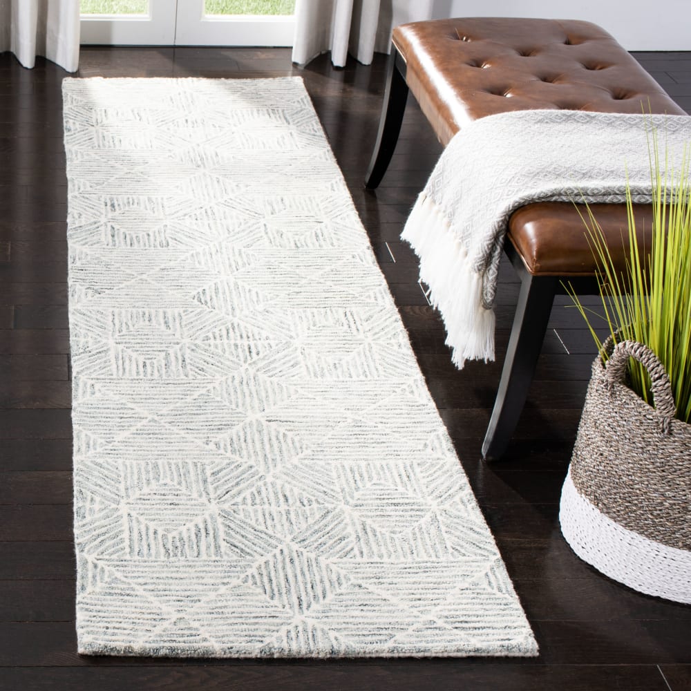 Tapis moderne en laine vert/blanc, 69 x 122 cm — vue 3