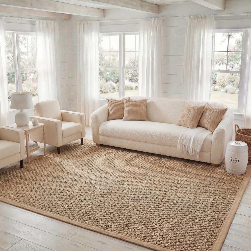 Safavieh Naturfaser Seegras-Teppich in Beige, 91 x 91 cm style landhaus Beige Seebinsen