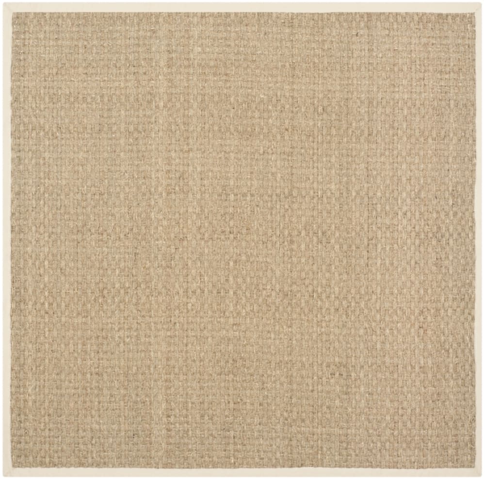 Tapis fibre naturelle en herbiers marins beige, 91 x 91 cm