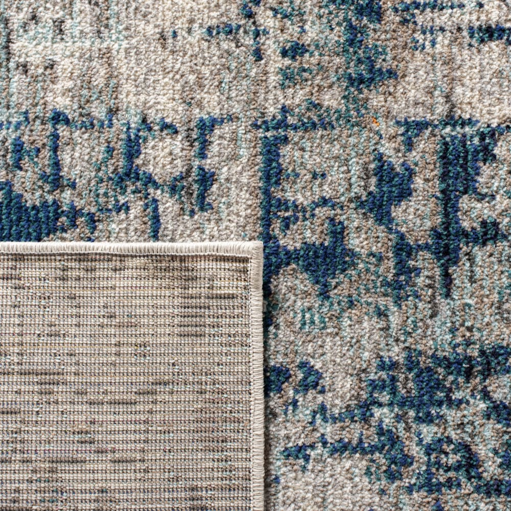 Tapis contemporain en polypropylène gris/bleu, 61 x 91 cm