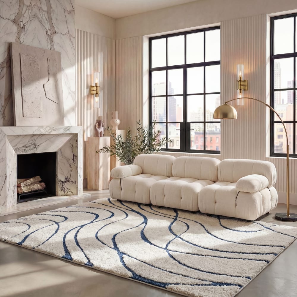 Safavieh Tapis en polypropylène beige/bleu, 160 x 229 cm style classique chic - Pp - Polypropylène