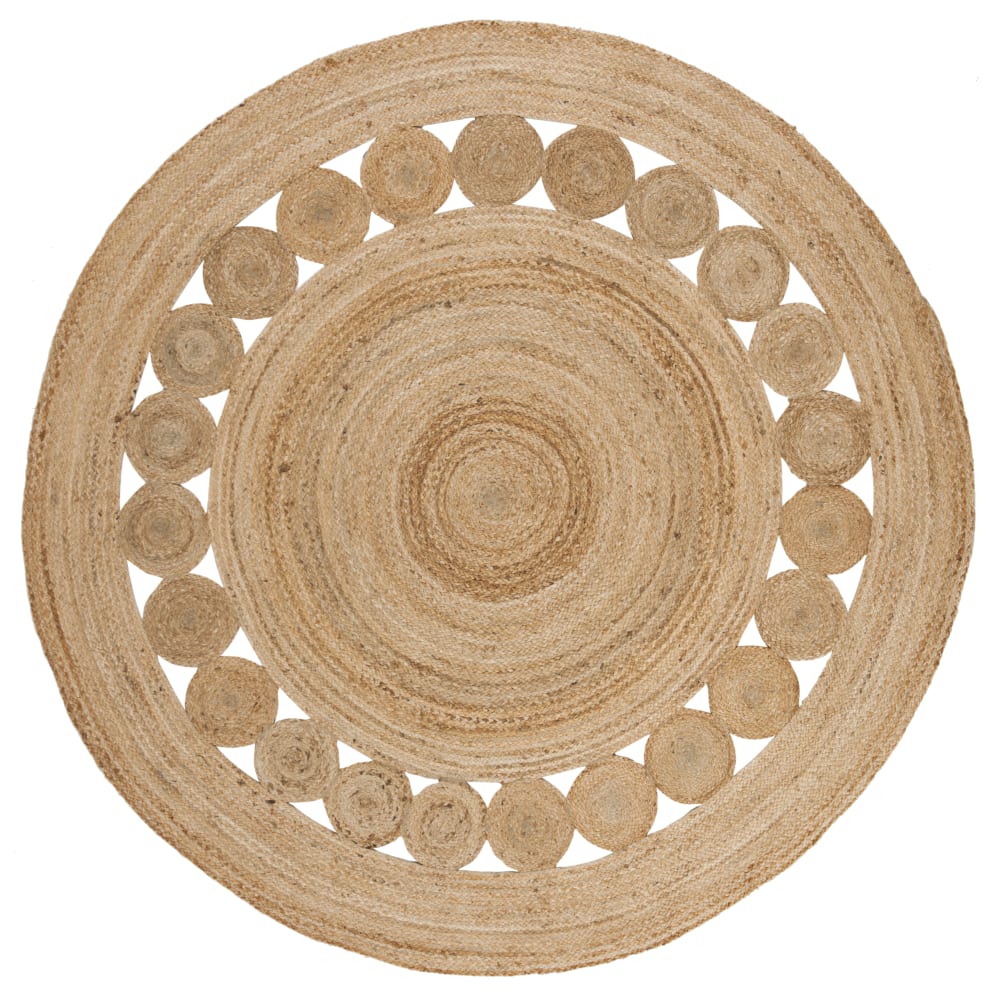 Tapis fibre naturelle en jute beige, 183 cm