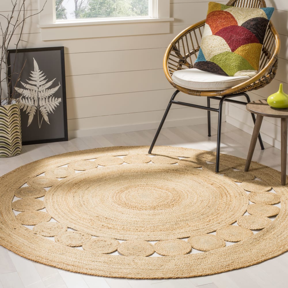 Tapis fibre naturelle en jute beige, 183 cm — vue 3