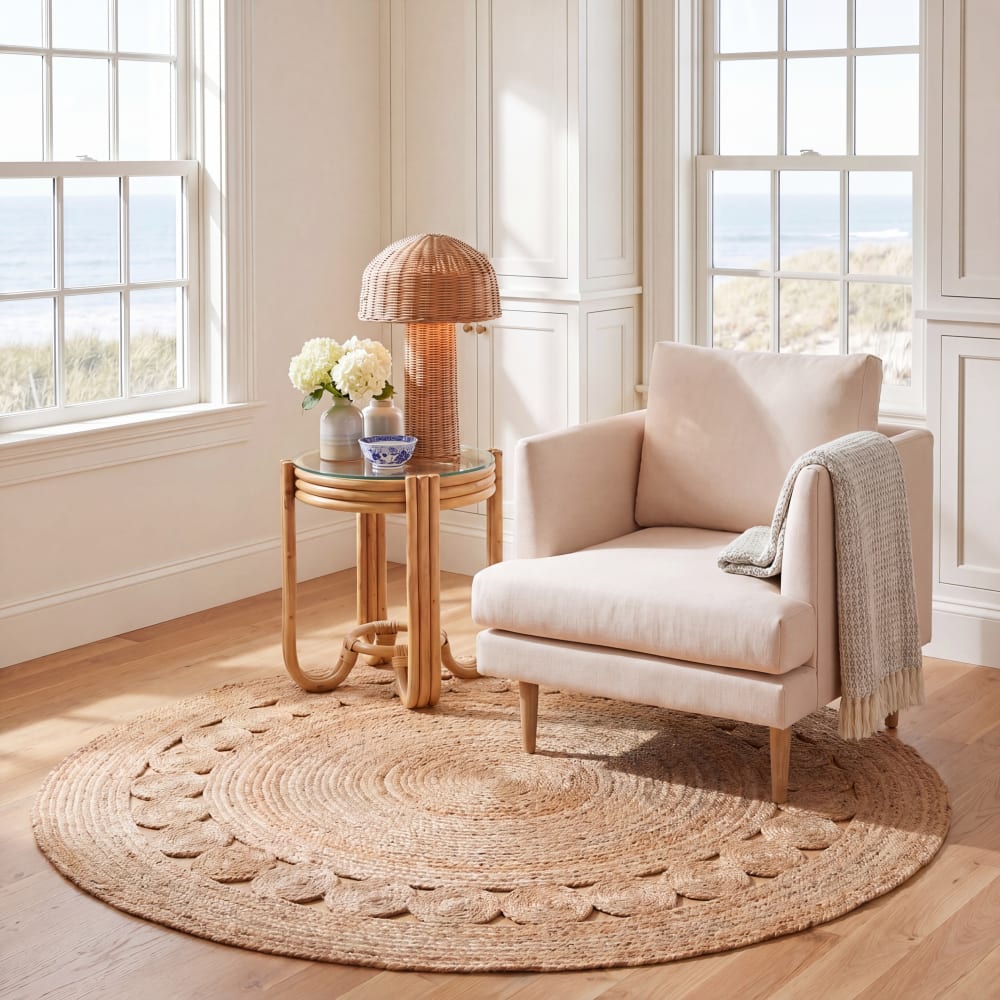 Tapis fibre naturelle en jute beige, 183 cm — vue 4