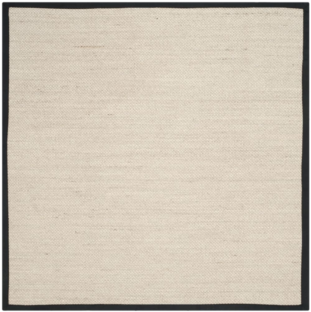 Tapis fibre naturelle en sisal blanc/noir, 122 x 122 cm