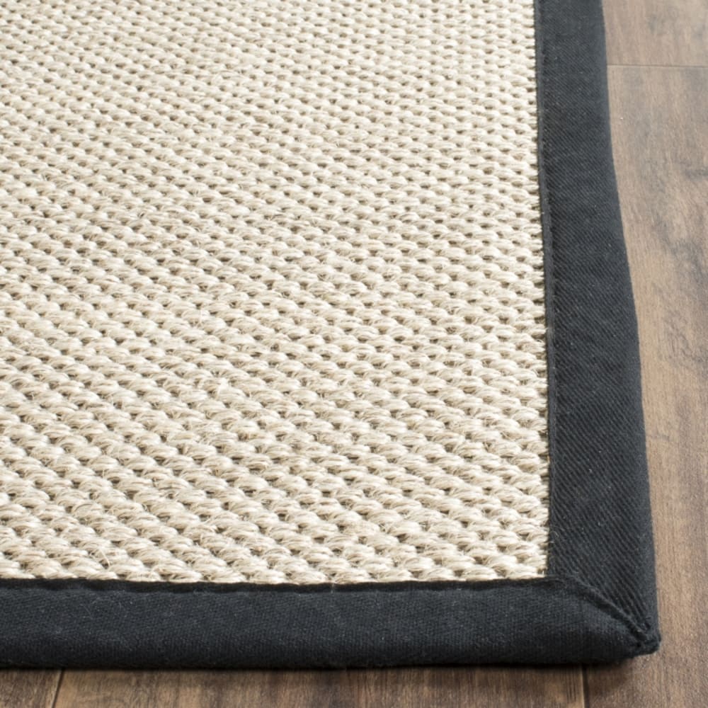Tapis fibre naturelle en sisal blanc/noir, 122 x 122 cm — vue 4