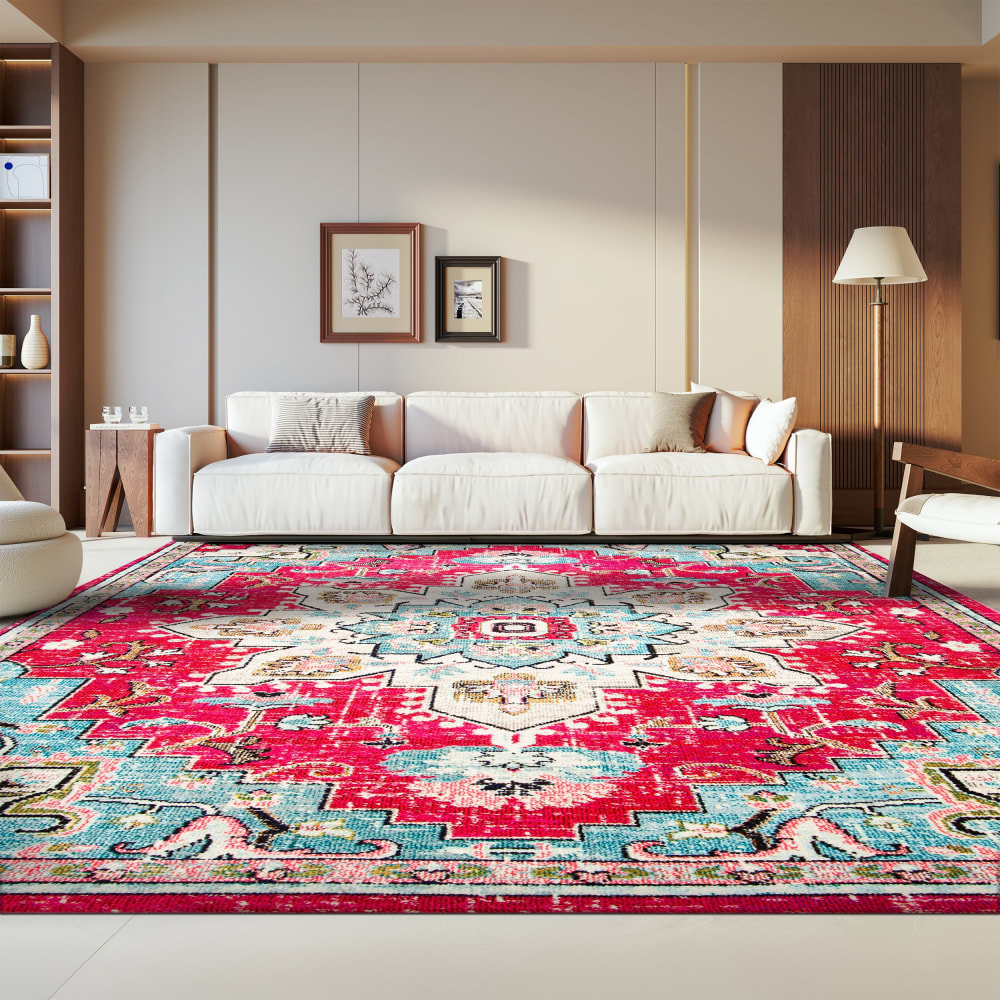 Tapis de transition en polypropylène rose/bleu, 91 x 152 cm — vue 3