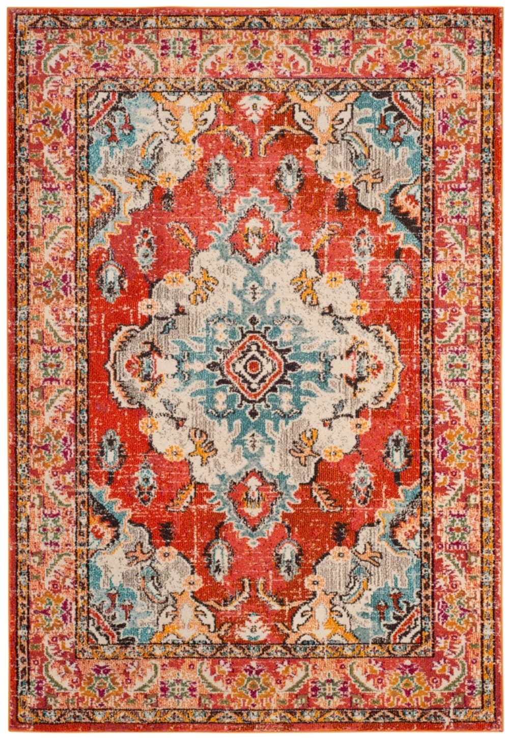 Tapis bohème chic en polypropylène orange/bleu, 201 x 279 cm — vue 4