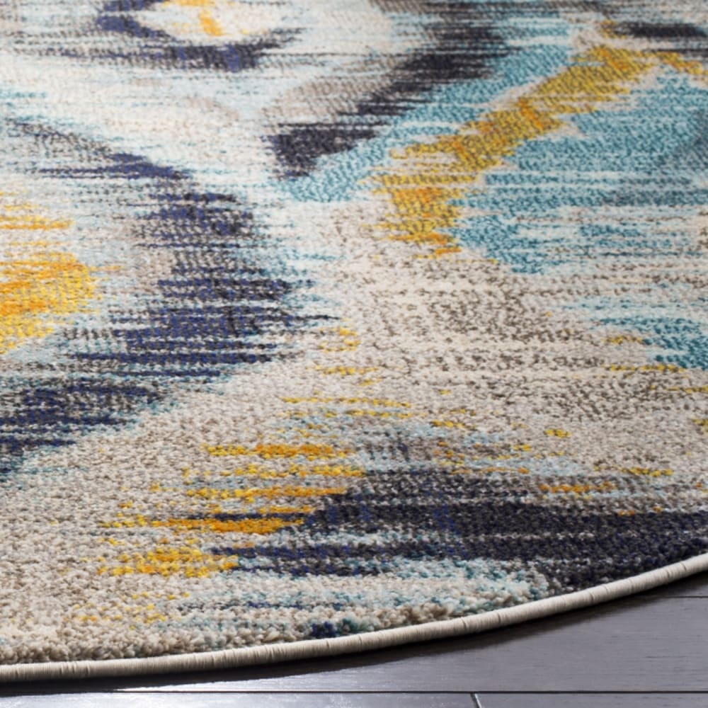 Tapis bohème chic en polypropylène bleu/multicolore, 122 cm — vue 4