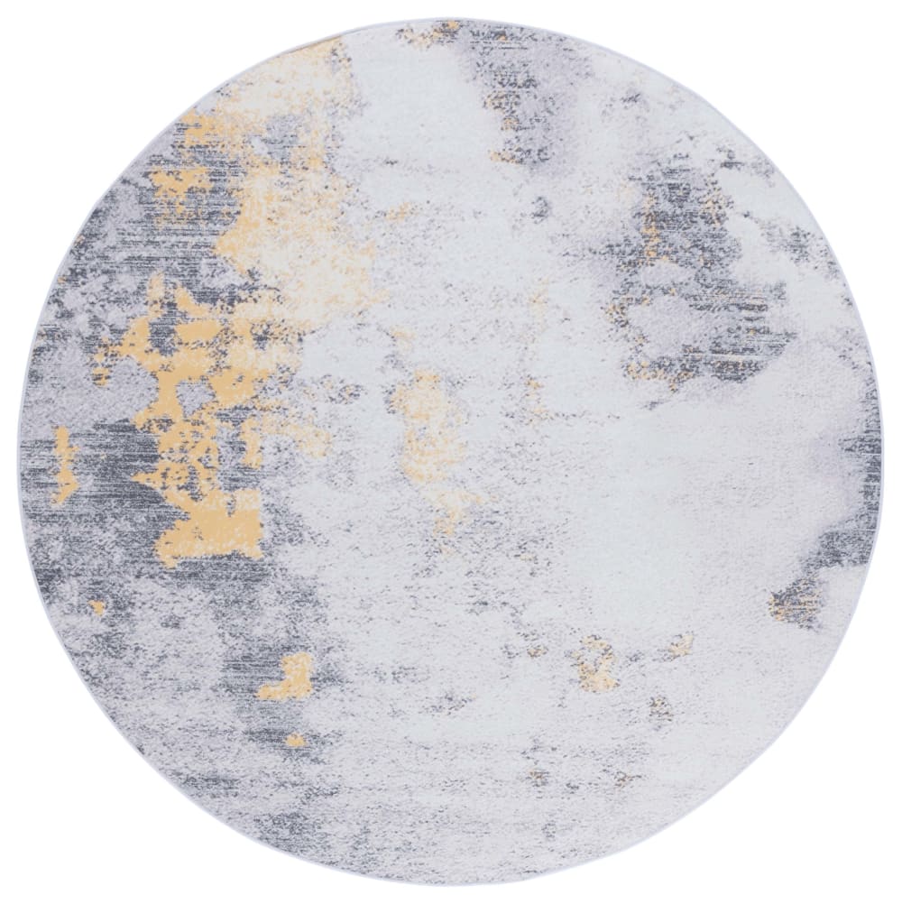 Tapis contemporain en polyester gris/or, 183 cm