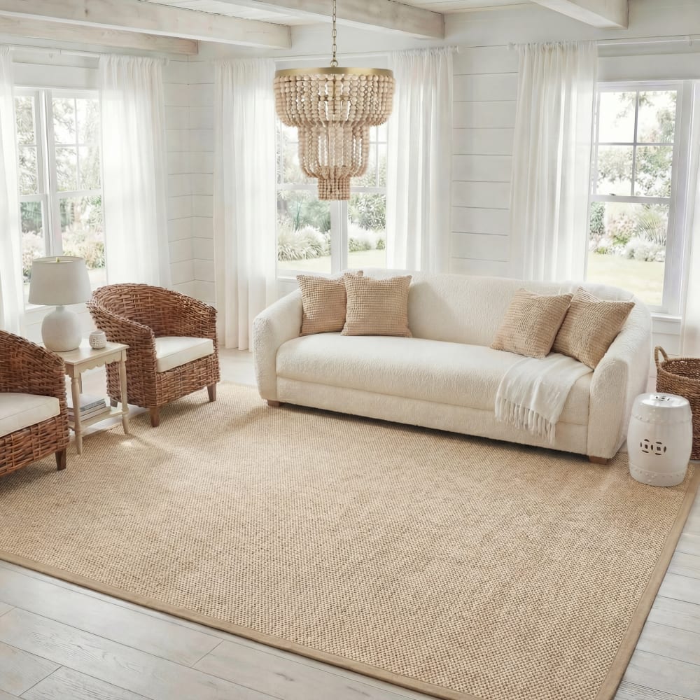 Tapis fibre naturelle en sisal jaune/beige, 91 x 152 cm — vue 3