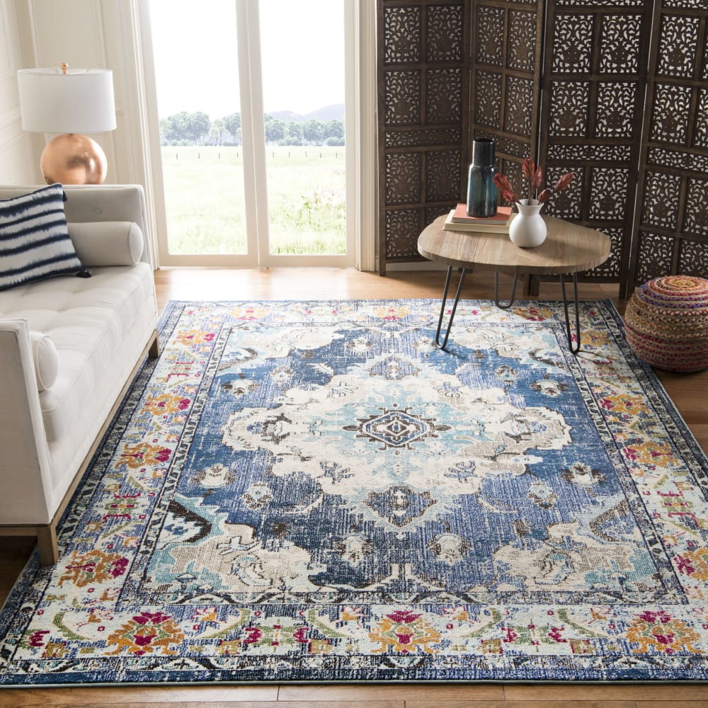 Tapis traditionnel en polypropylène bleu, 244 x 305 cm — vue 3