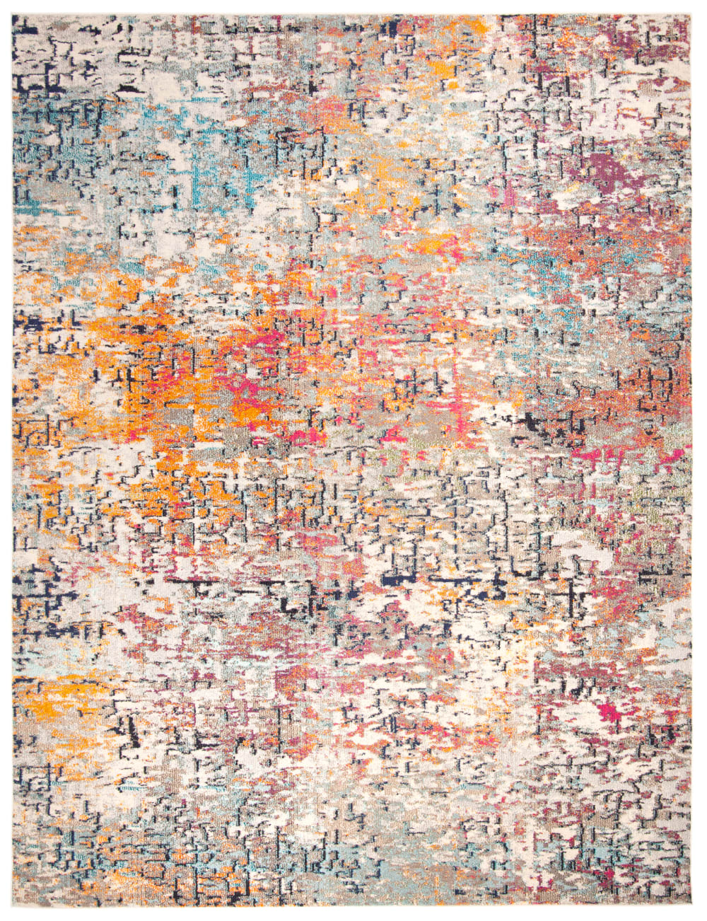 Tapis contemporain en polypropylène gris/rose, 244 x 305 cm