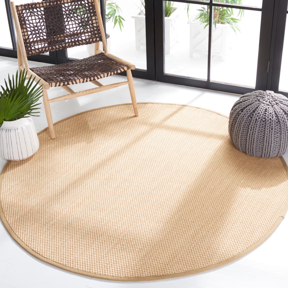 Tapis fibre naturelle en sisal jaune/beige, 183 cm — vue 3