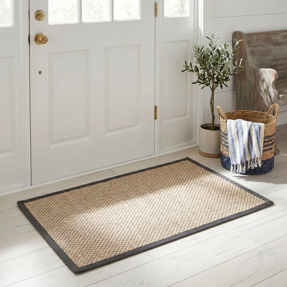 Naturfaser Sisal-Teppich in Weiß/Grau, 61 x 91 cm - Maisons Du