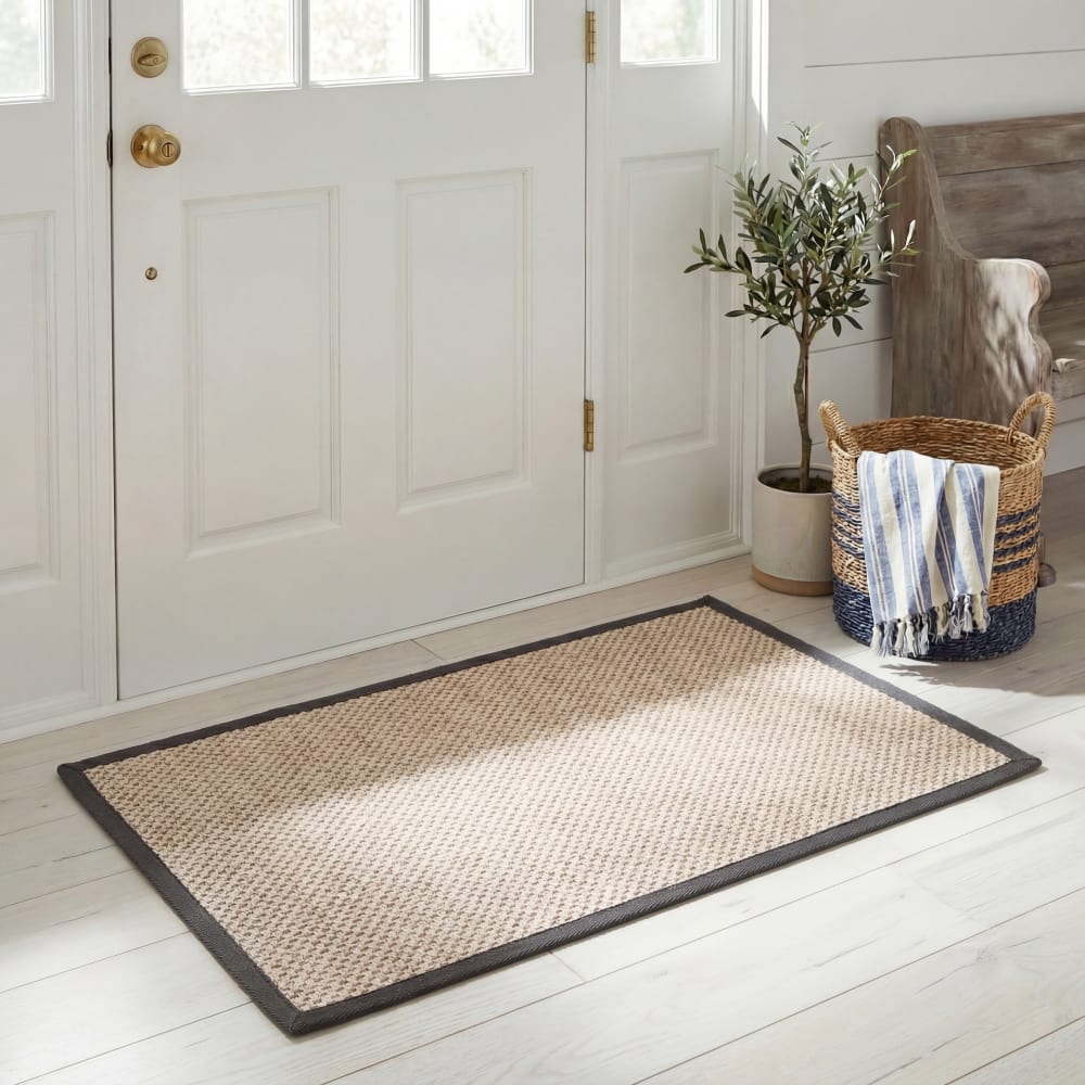Tapis fibre naturelle en sisal blanc/gris, 61 x 91 cm — vue 3