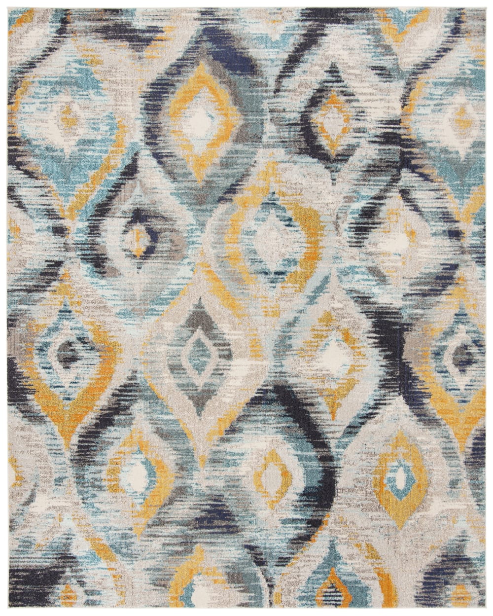 Tapis bohème chic en polypropylène bleu/multicolore, 235 x 335 cm