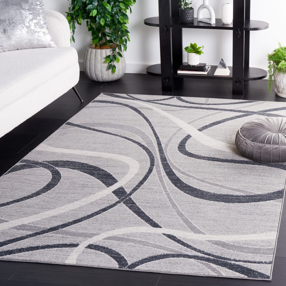 Tapis moderne en polyester gris/blanc, 122 x 183 cm — vue 3