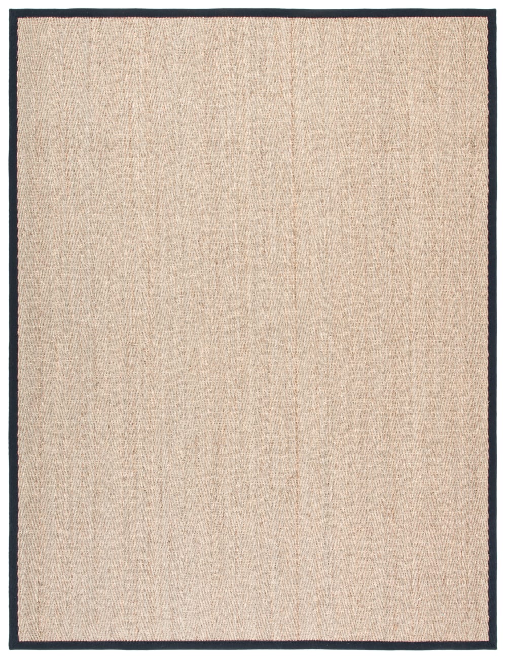 Tapis fibre naturelle en herbiers marins beige/noir, 244 x 305 cm