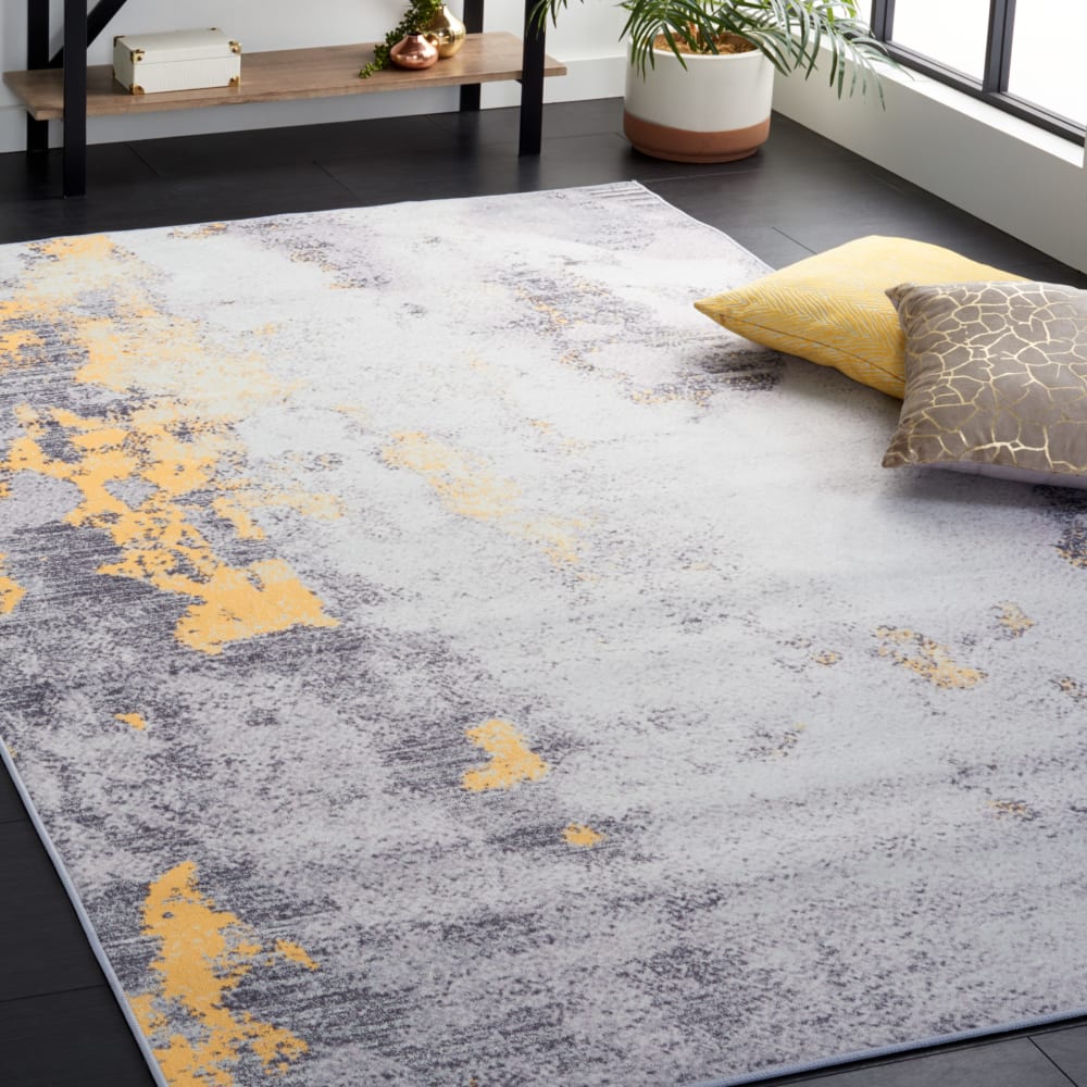 Tapis contemporain en polyester gris/or, 152 x 244 cm — vue 3