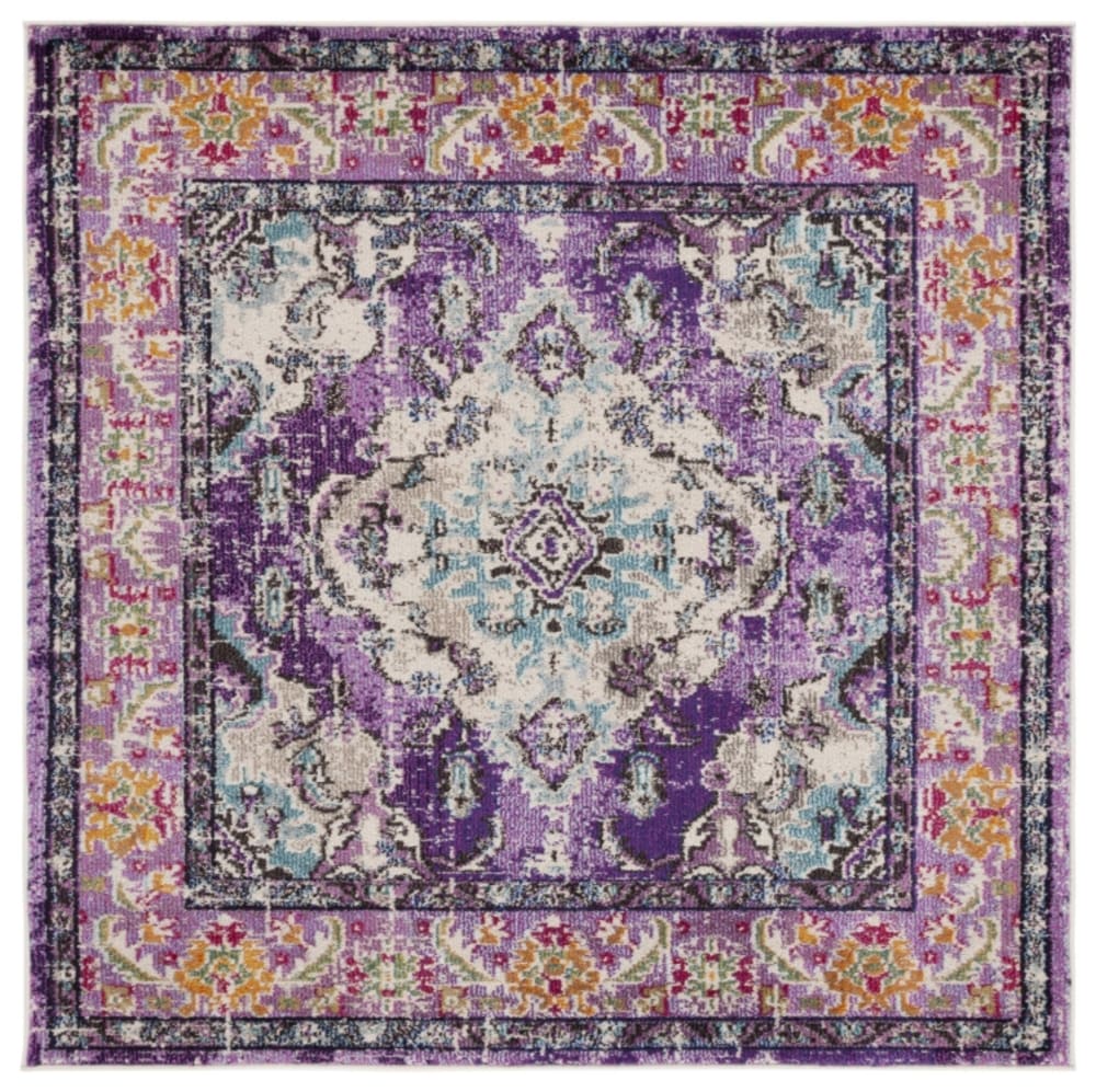 Tapis traditionnel en polypropylène violet/bleu, 122 x 122 cm
