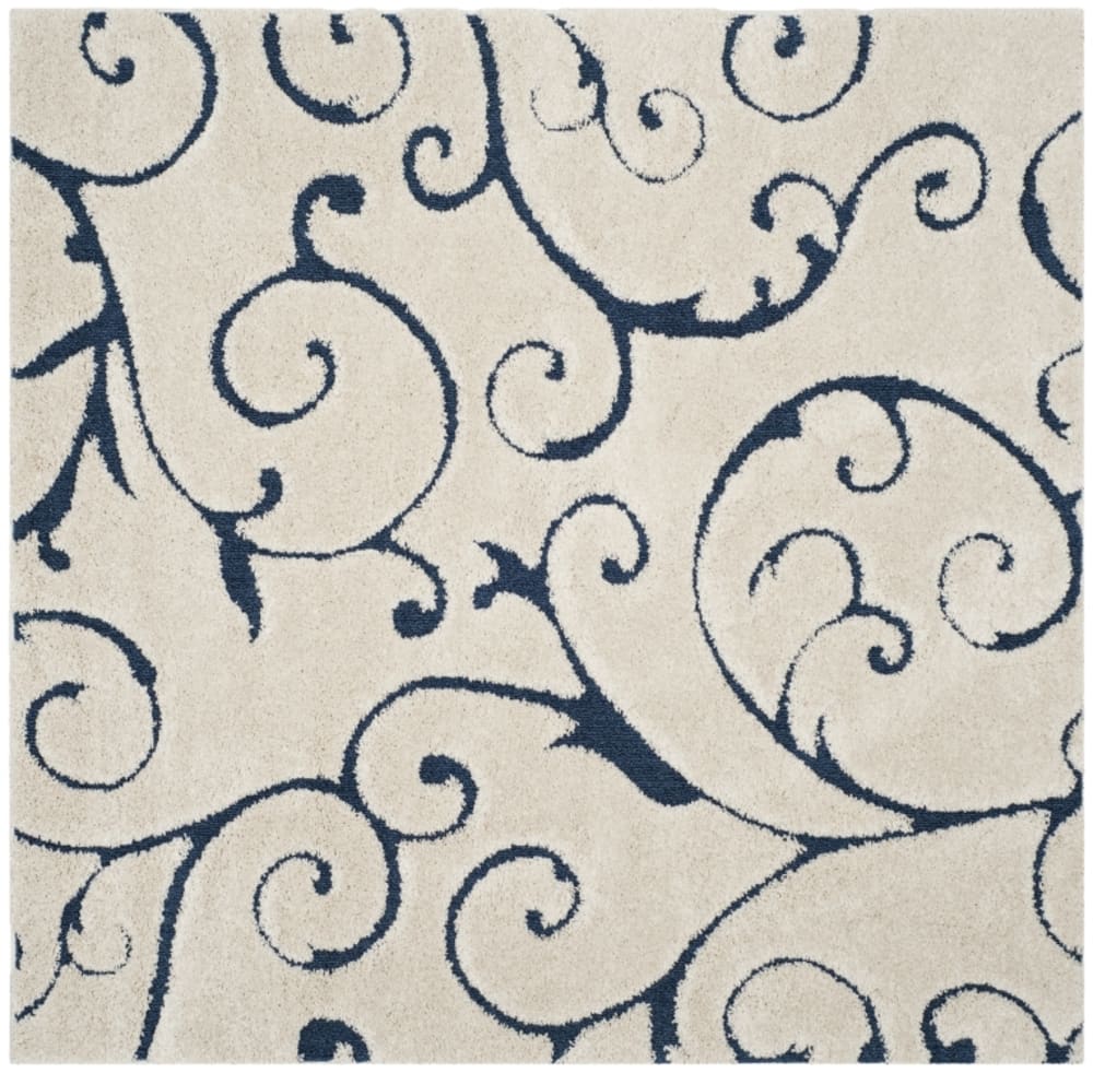 Tapis en polypropylène beige/bleu, 122 x 122 cm - Maisons du Monde