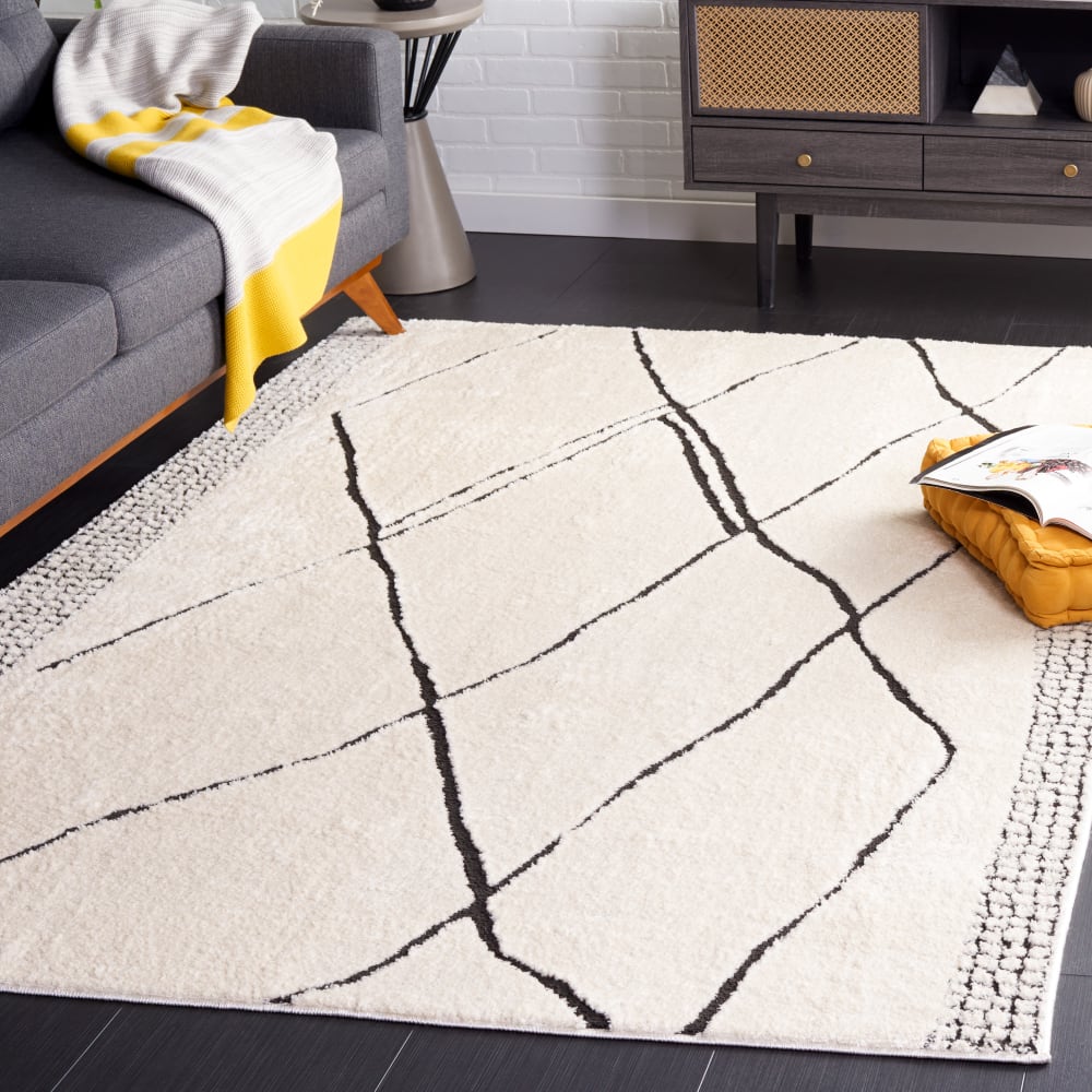 Tapis bohémien en polyester blanc/noir, 160 x 229 cm — vue 3