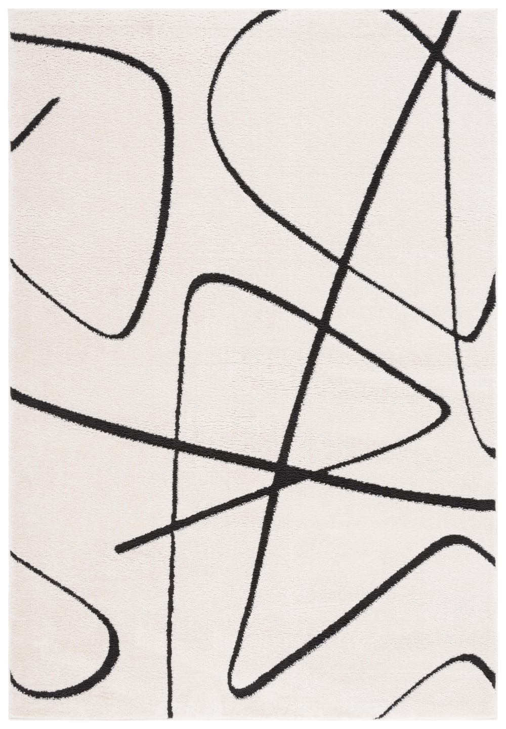 Tapis moderne en polyester blanc/noir, 183 x 274 cm