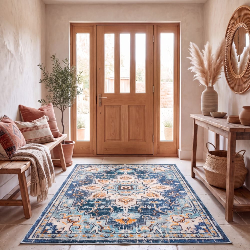 Safavieh Tapis de transition en polypropylène bleu, 183 x 274 cm style vintage - Pp - Polypropylène