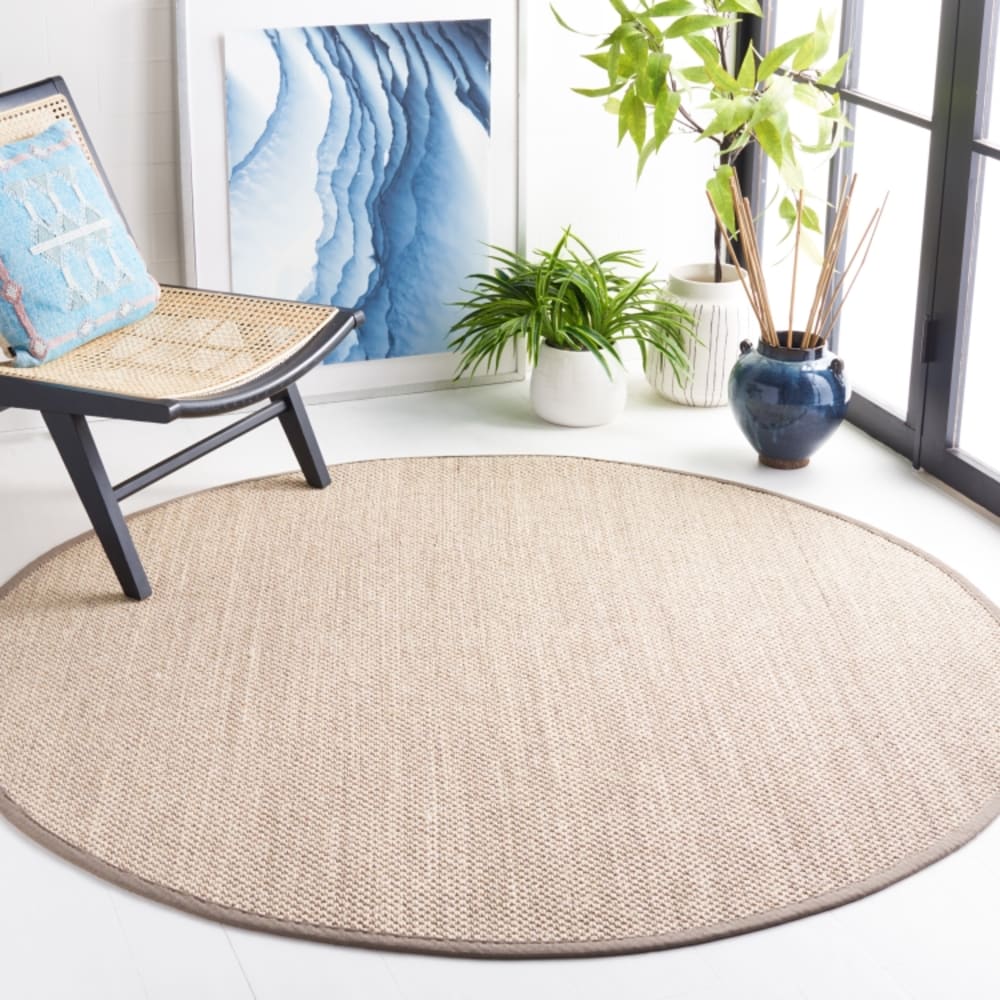Tapis fibre naturelle en sisal blanc/vert, 122 cm — vue 3