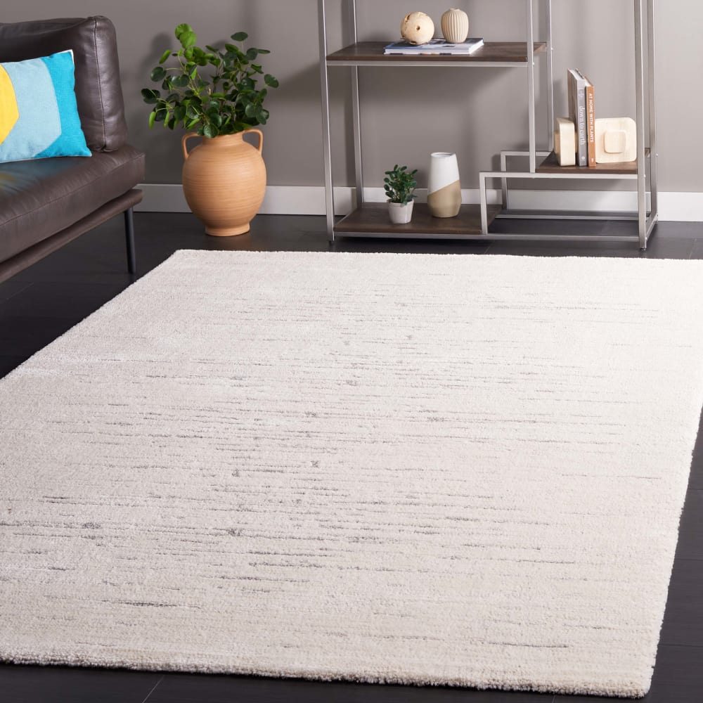Tapis solide et tonale en polyester blanc/gris, 160 x 229 cm — vue 3