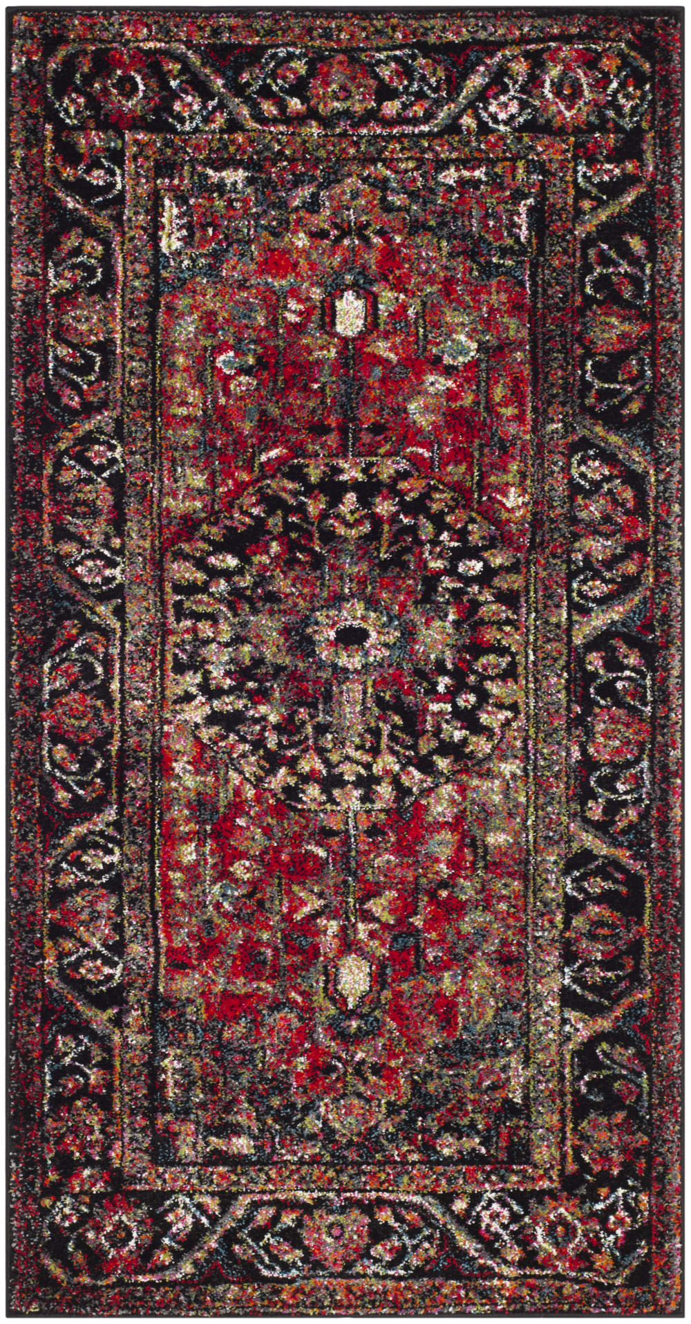 Tapis de transition en polypropylène rouge/multicolore, 79 x 152 cm