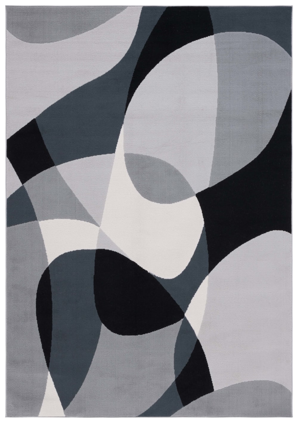 Tapis moderne en polyester gris/noir, 160 x 229 cm