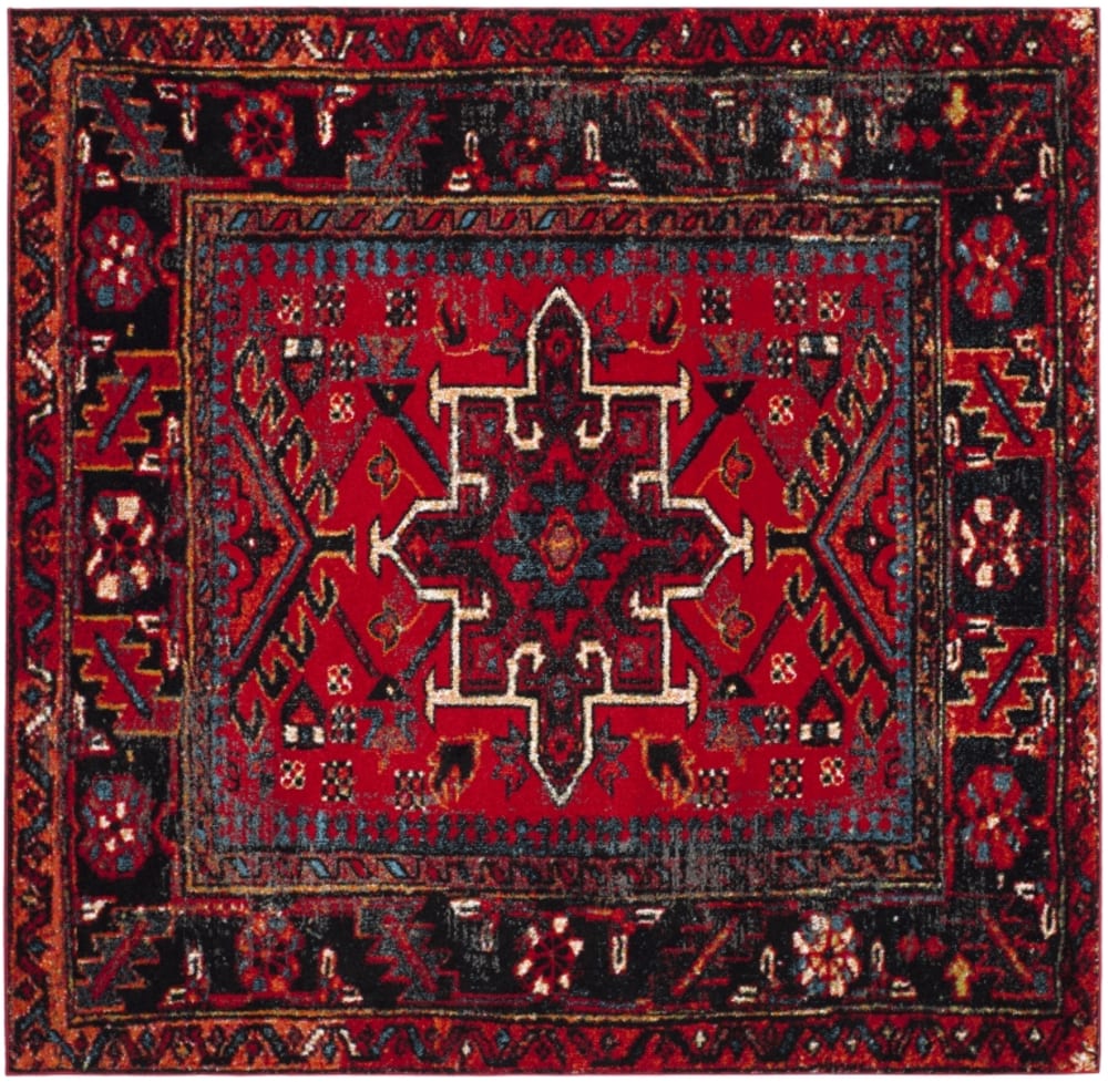 Tapis de transition en polypropylène rouge/multicolore, 91 x 91 cm