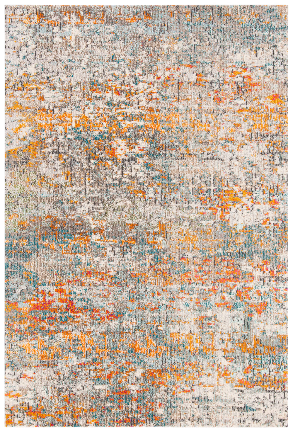 Tapis contemporain en polypropylène gris/orange, 91 x 152 cm