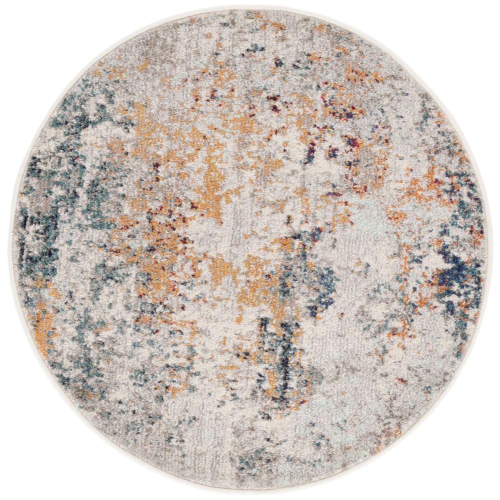 Tapis contemporain en polypropylène gris/beige, 122 cm