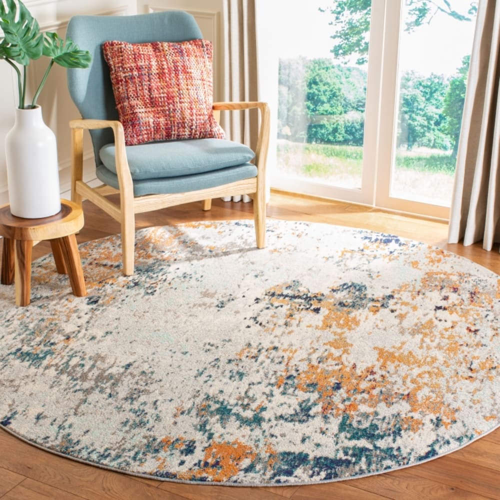 Tapis contemporain en polypropylène gris/beige, 122 cm — vue 3