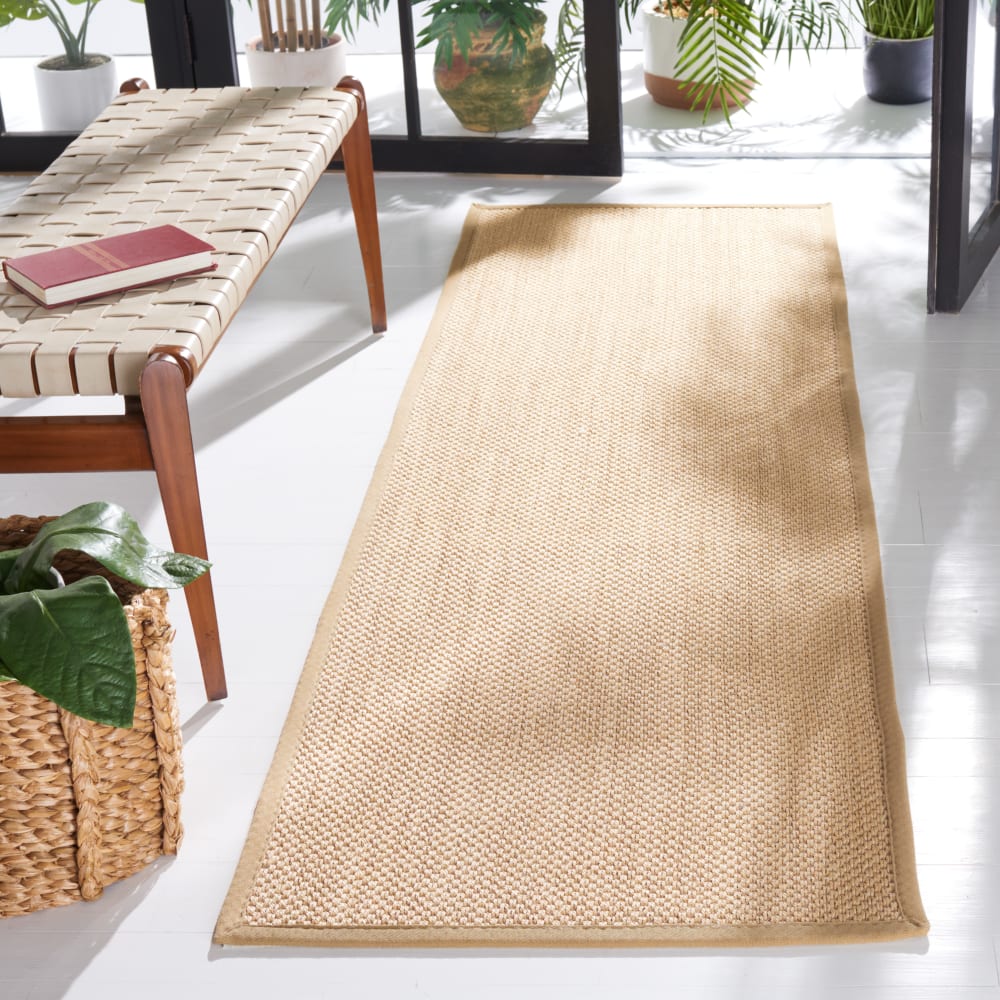 Tapis fibre naturelle en sisal jaune/beige, 76 x 183 cm — vue 4