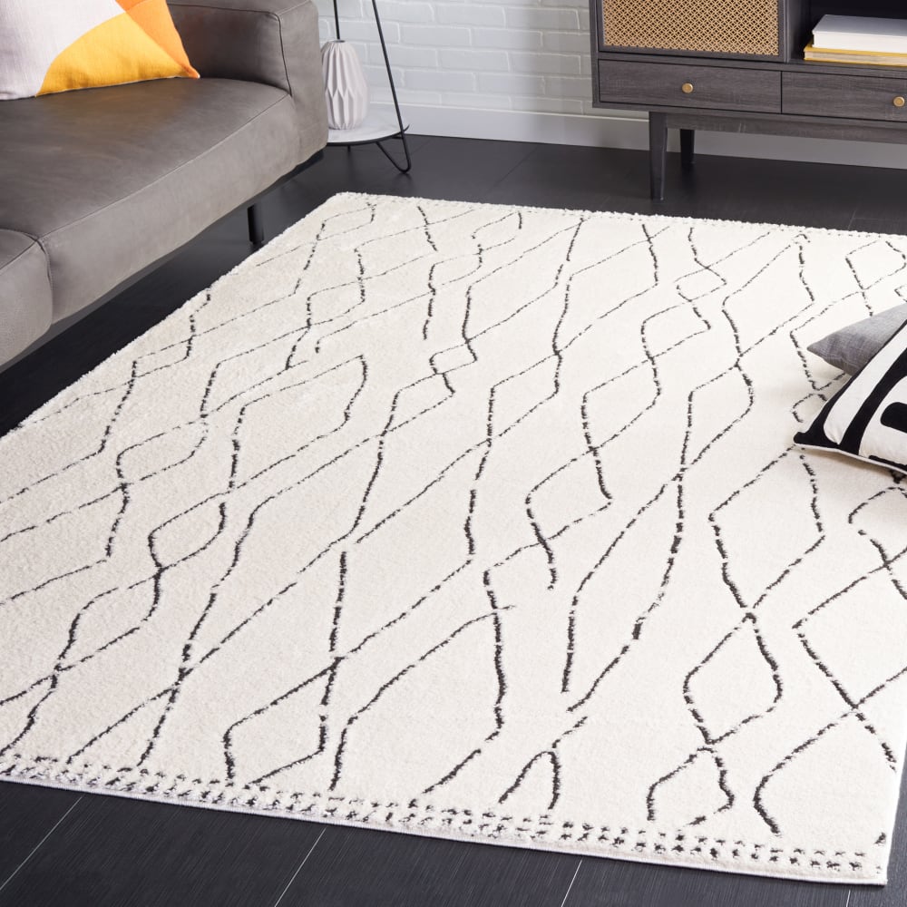 Tapis bohémien en polyester blanc/noir, 183 x 274 cm — vue 3