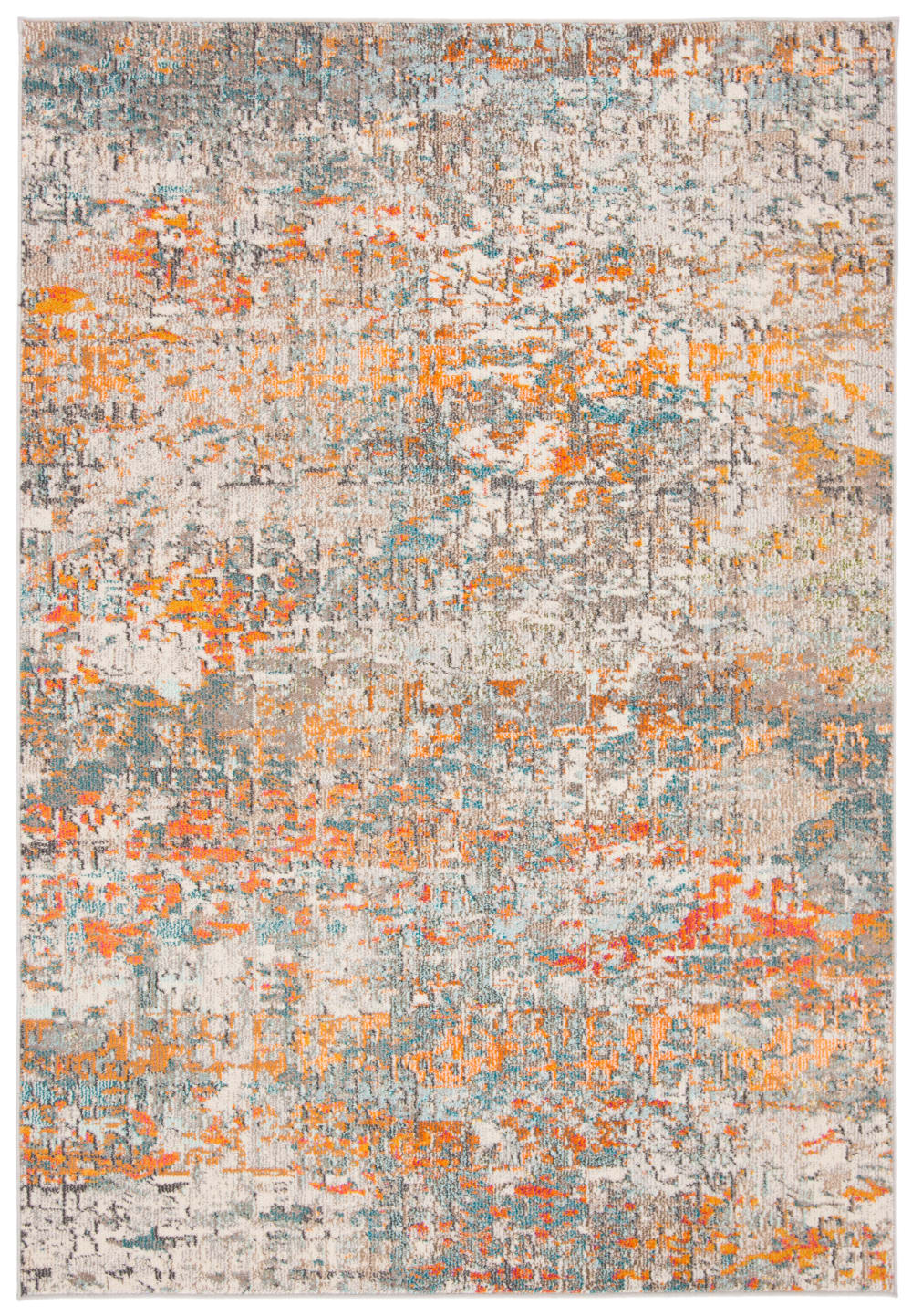 Tapis contemporain en polypropylène gris/orange, 183 x 274 cm
