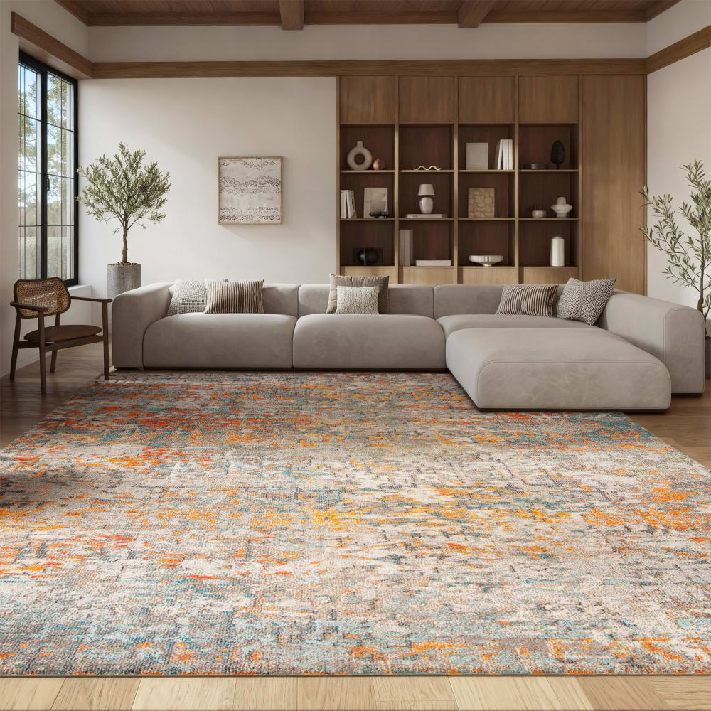 Tapis contemporain en polypropylène gris/orange, 183 x 274 cm — vue 4