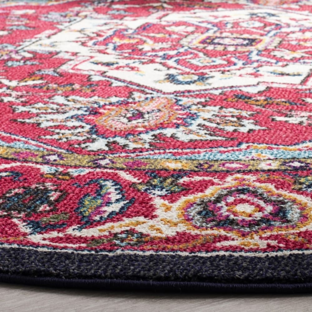 Tapis bohème chic en polypropylène rouge/bleu, 122 cm — vue 4